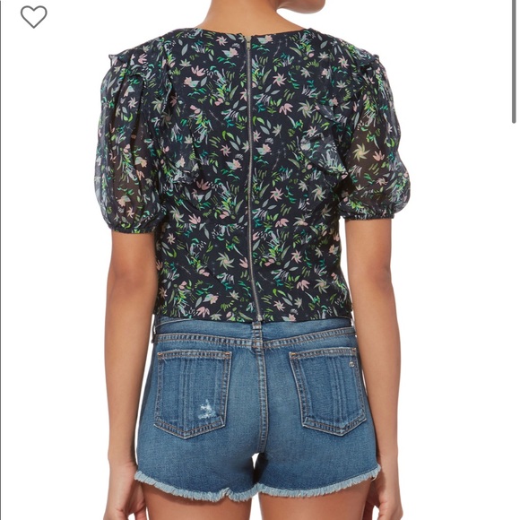 NWOT Amur Blue Silk Floral Top size S - Picture 4 of 10